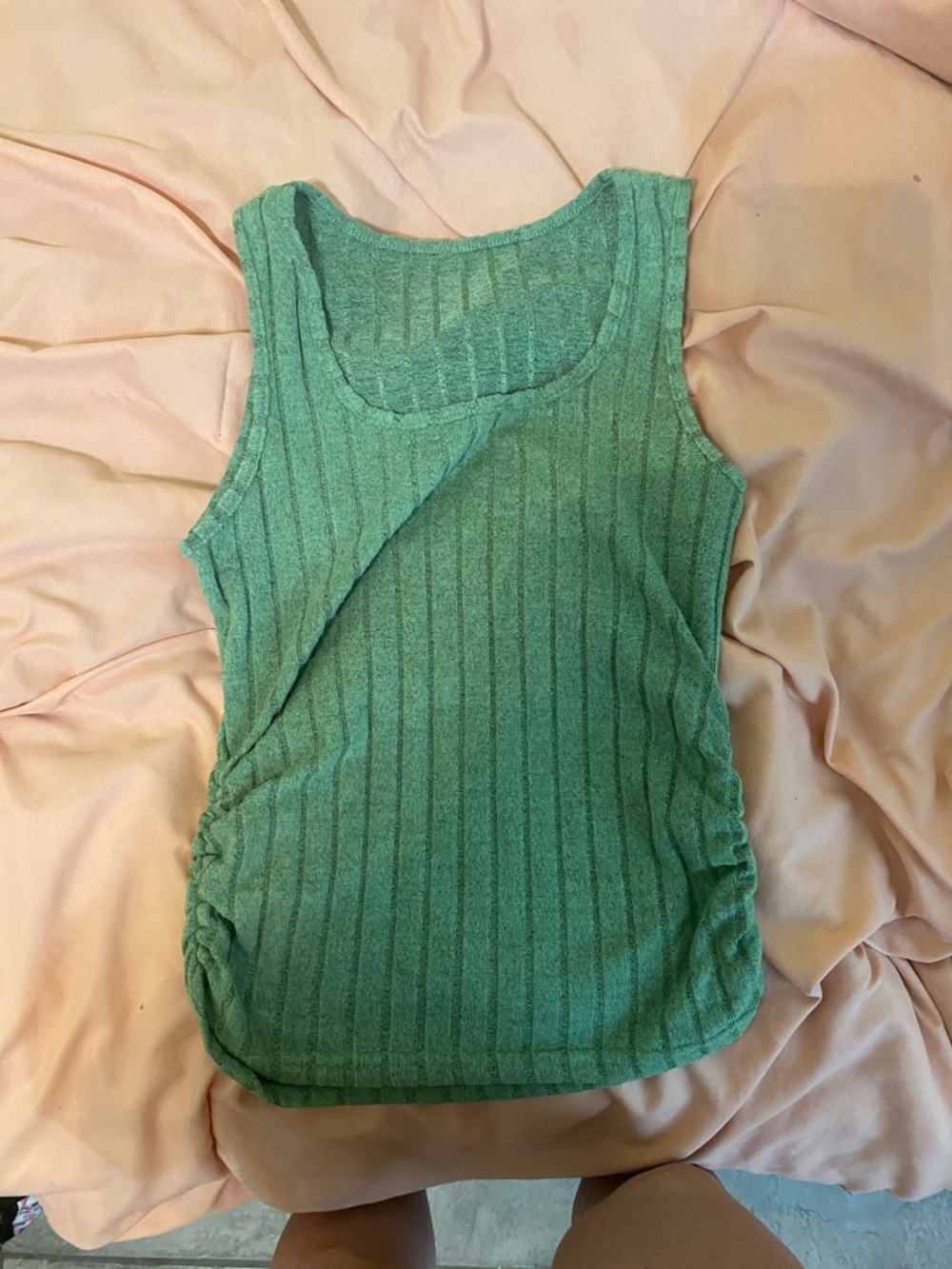 Green Ribbed Tank Top - Women